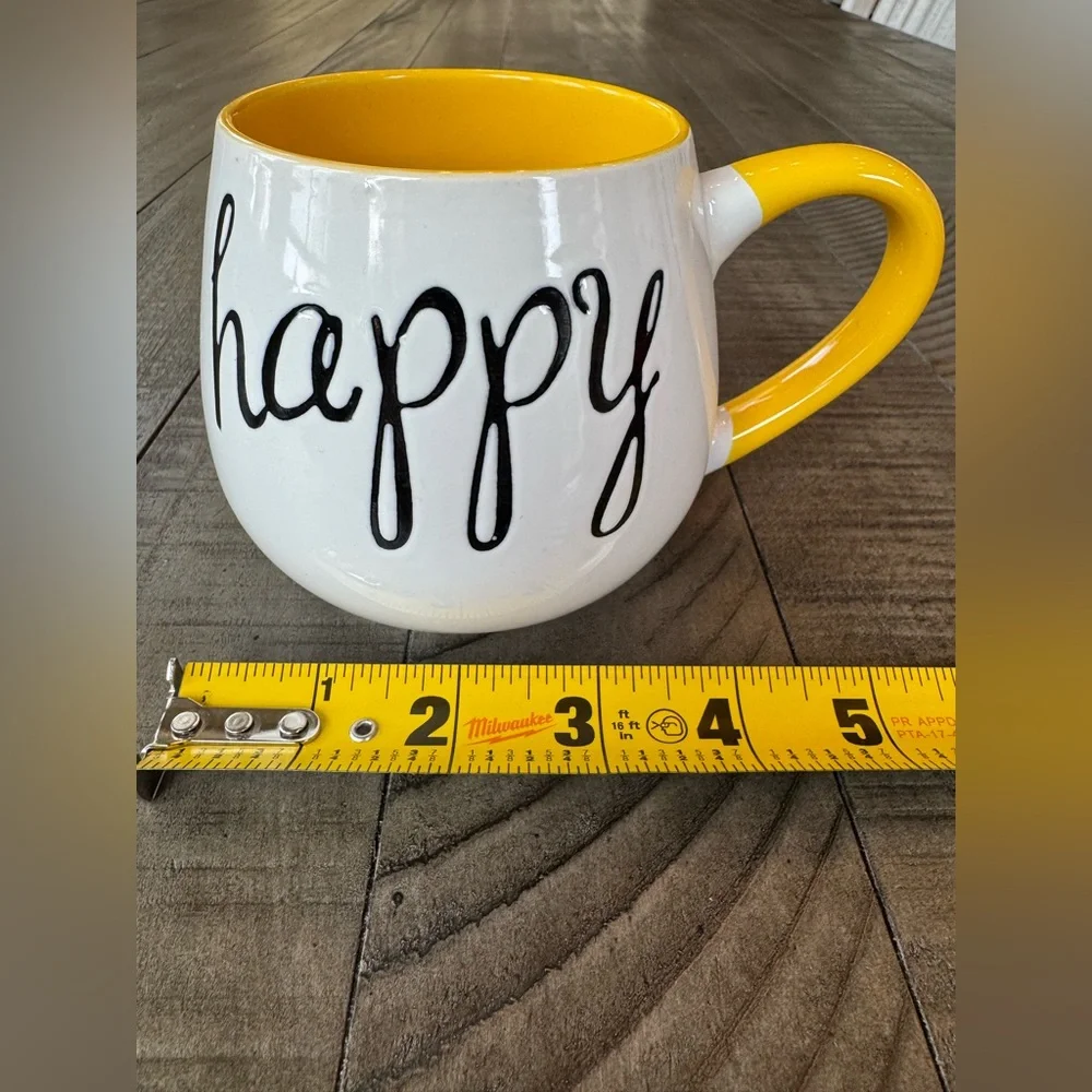 Pier 1 Happy Yellow & White Cheerful Coffee/Tea Mug